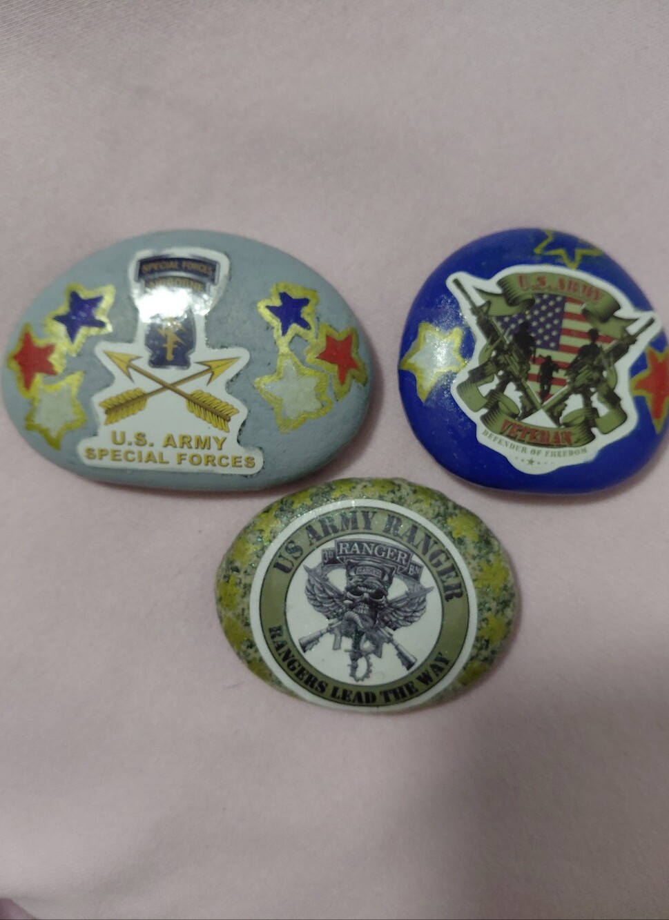 U.S. Army Ranger & Special Forces Decorative Stones - Gray, Blue, Camouflage